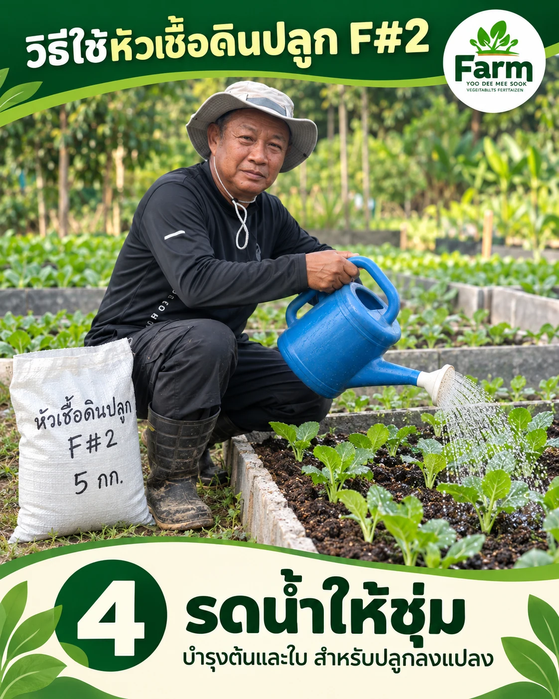 ขั้นตอนที่ 4 รดน้ำให้ชุ่มพอเหมาะ