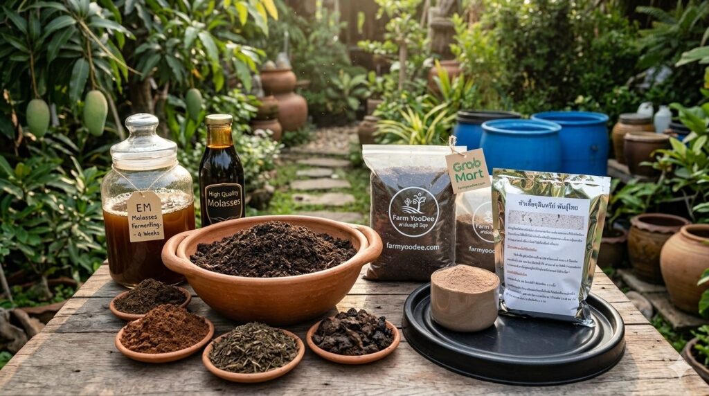ยกระดับการปลูกด้วยวัสดุปลูกหมัก EM นาน 4 สัปดาห์ ผสมจุลินทรีย์สังเคราะห์แสงสูตรเฉพาะจาก ฟาร์มอยู่ดี มีสุข ระยอง ช่วยรากเดินไว ไร้สารแทนนิน ปลอดภัยต่อพืช 100% สั่งเลยผ่าน GrabMart หรือเพจฟาร์ม ส่งฟรีในเมืองระยอง!