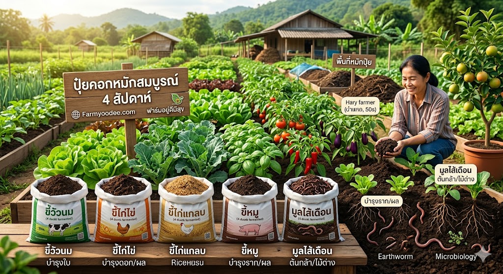 ปุ๋ยคอกหมักสมบูรณ์-ฟาร์มอยู่ดีมีสุข